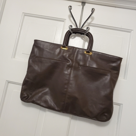 Vintage Palizzio Brown Leather Briefcase Style Handbag, classic - Picture 3 of 8